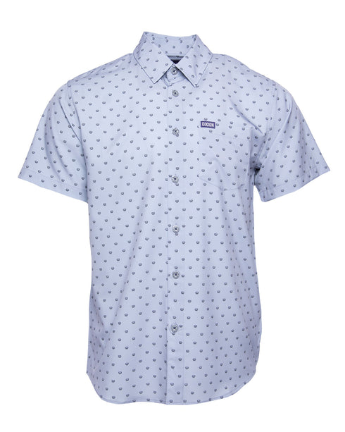 SALTY CREST GREY/BLACK PARTY SHIRT SHORT SLEEVE BUTTON UP  - MENS